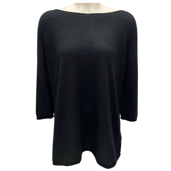 THE ROW BLACK THREE QUARTER SLEEVED CASHMERE AND SILK KNIT SWEATER - Picture 1 of 5